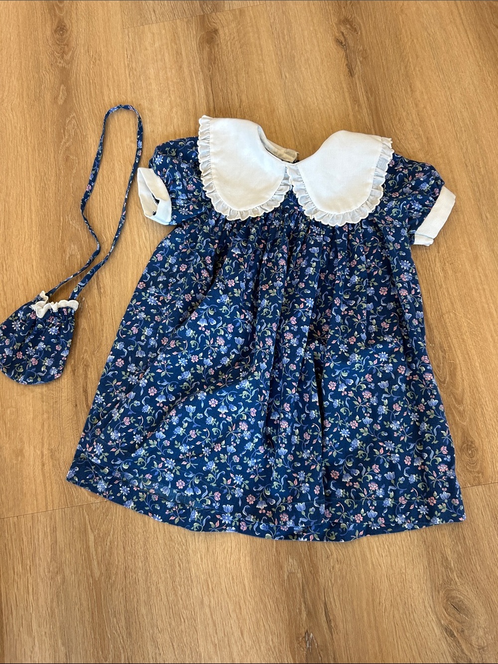 Navy Floral Baby Dress with White Peter Pan Collar